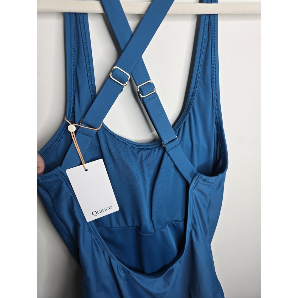 NWT Quince Lagoon Teal Blue Italian Cross-Back One-Piece Swimsuit Size Large - Picture 7 of 13